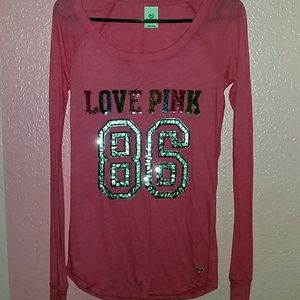 Sequin Long sleeve pinK top