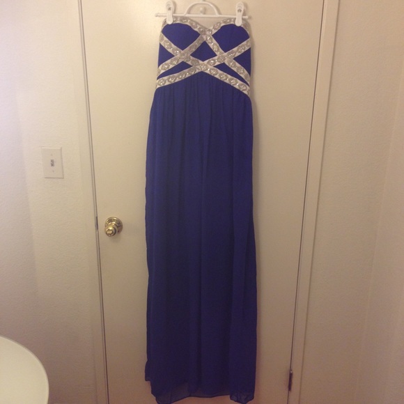 ModCloth Dresses & Skirts - Modcloth Royal Blue Strapless Gown (Size Med)