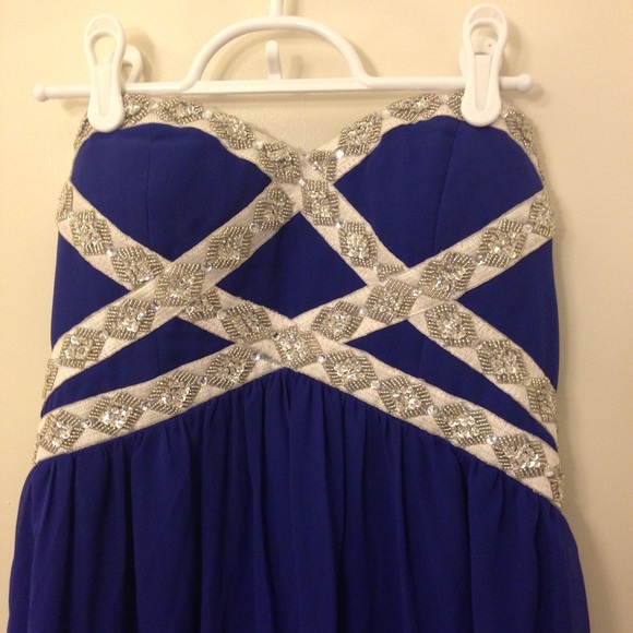 Modcloth Royal Blue Strapless Gown (Size Med) - Picture 2 of 3