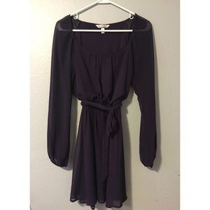 Dark purple long sleeve short dress