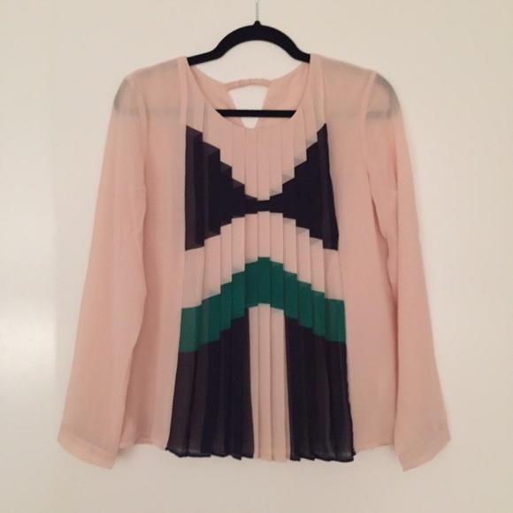 Sheer Color Block Blouse