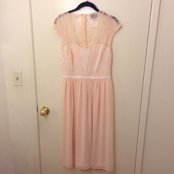 Asos Pastel Pink Lace Gown (Size 6) Petite