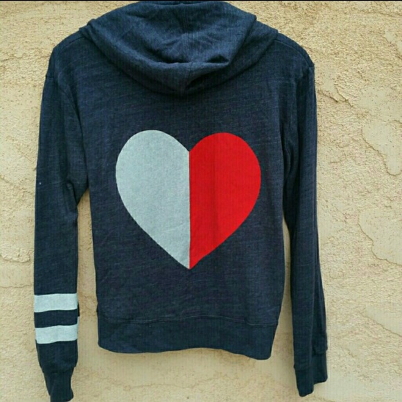 Anthropologie Sundry Half Zip Heart Hoodie