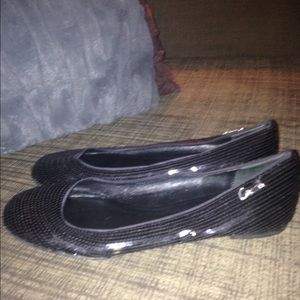 Black sequin authentic Coach flats