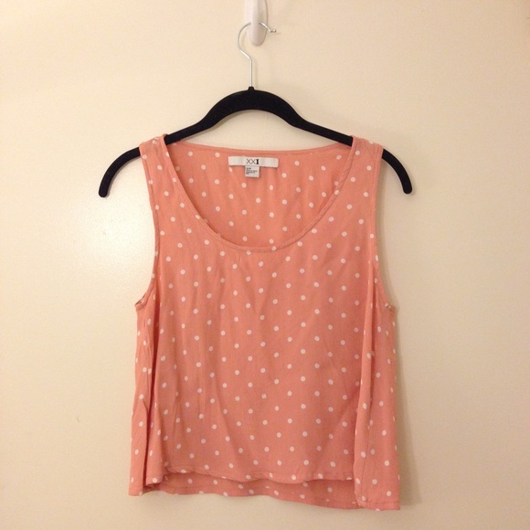Forever 21 Pastel Pink Polka Dot Tank (Size Small)