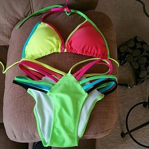 Strappy neon bikini