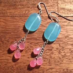 Turquoise and pink earrings