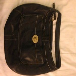 Vintage black leather coach