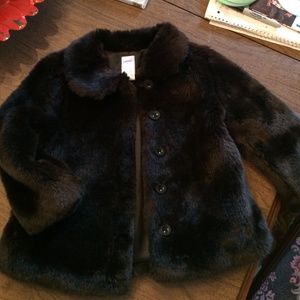 Girls gymboree so soft faux fur button front coat