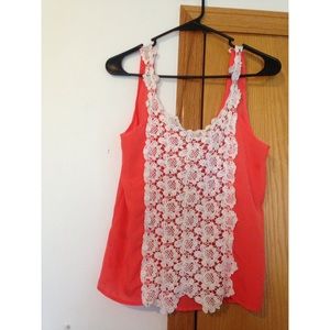 Chiffon and lace tank