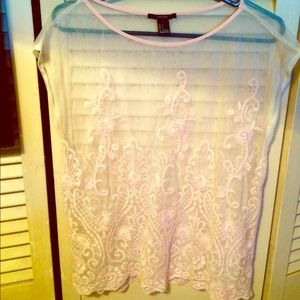Forever 21 pink embroidered top