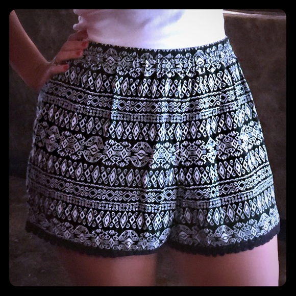 Black & White High Waisted Shorts