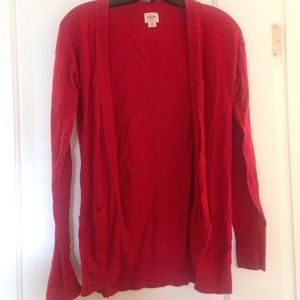 Red cardigan