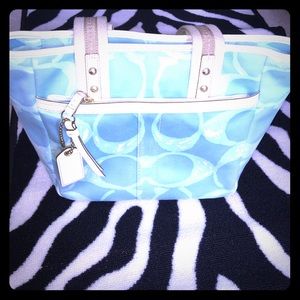 Aqua blue coach tote