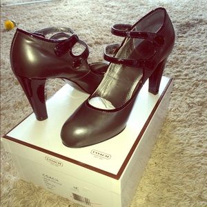 Coach Steel Gray/Patent Leather Mary Janes