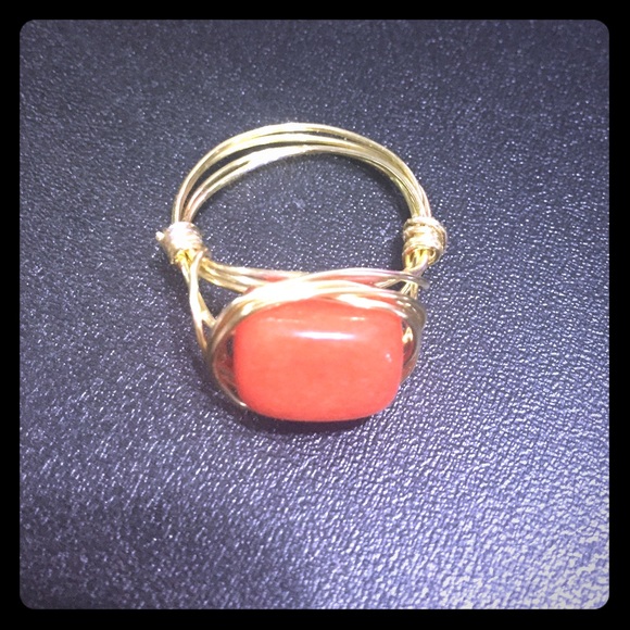 Handmade  ring!! Orange stone!