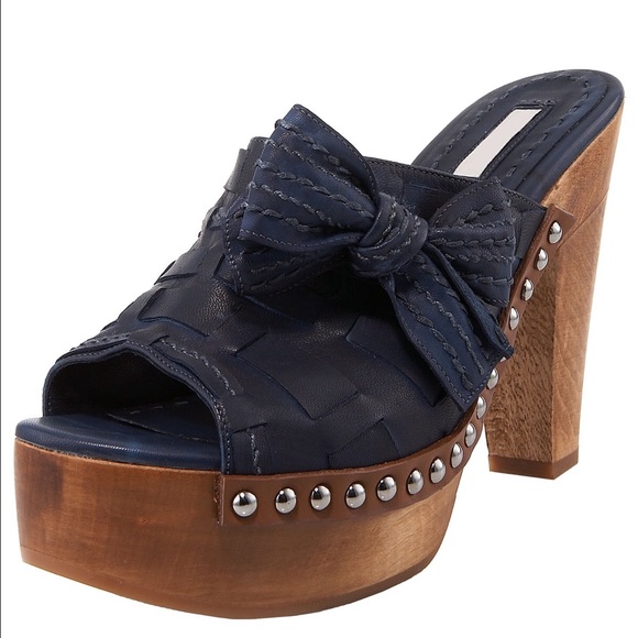 Miu Miu Shoes - Miu Miu Blue Napa Washed Woven Slide 10/40