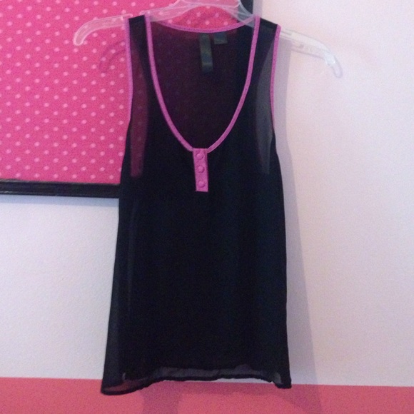 Sheer Black/Pink Polka Top