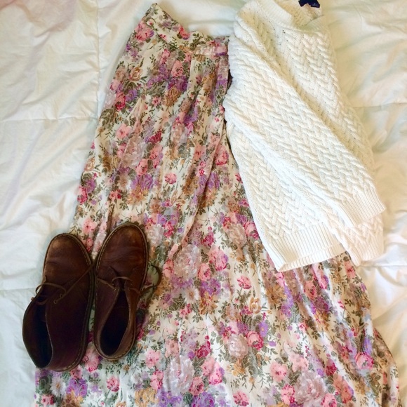 Vintage Floral Midi Skirt