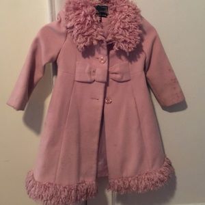 Long pink wool Toddler dress coat