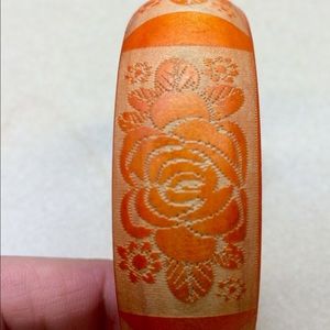 Etched wood bracelet-orange.