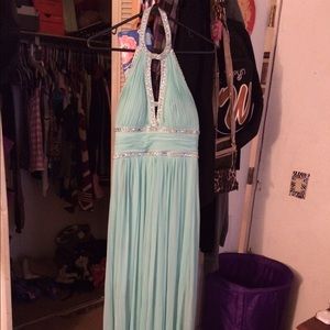 Tiffany (baby) blue long prom dress