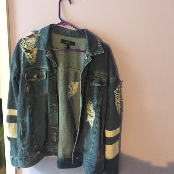 Distressed jean jacket