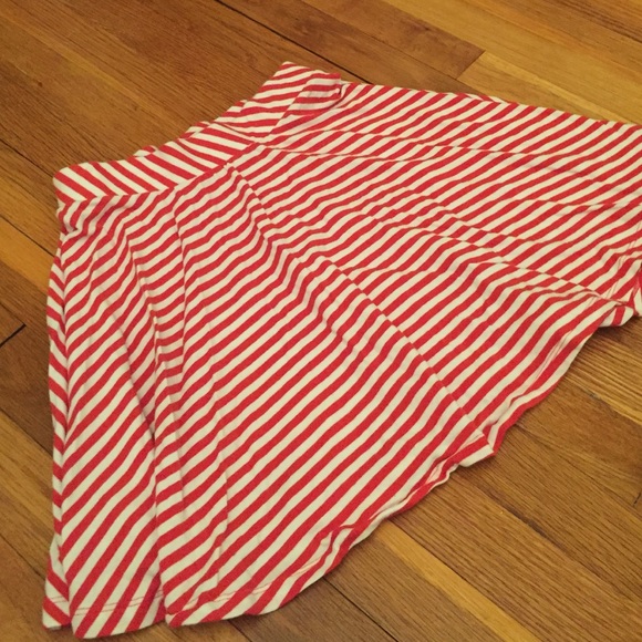 Red and white striped skater skirt