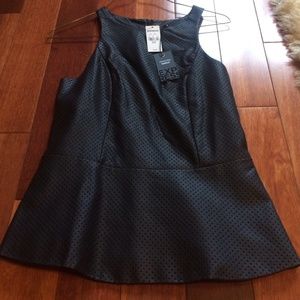 Patent leather peplum shirt