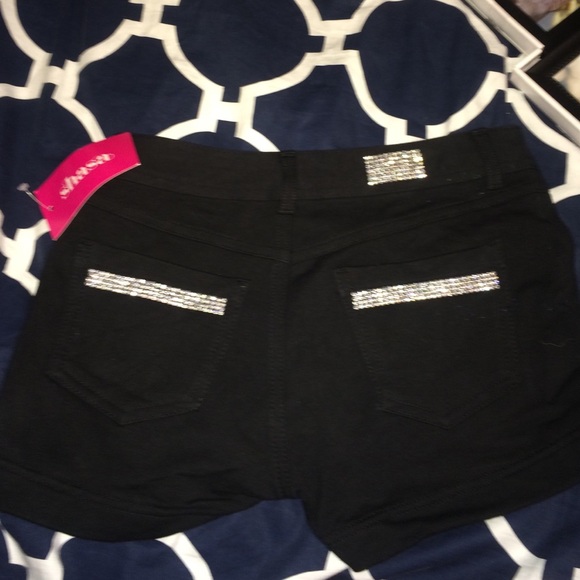 Rhinestone Black Shorts