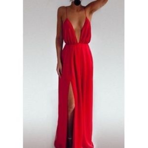 NWT deep v red maxi dress