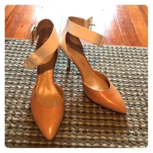 Tan and white heels