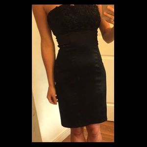 Betsey Johnson Black Silk Strapless Dress