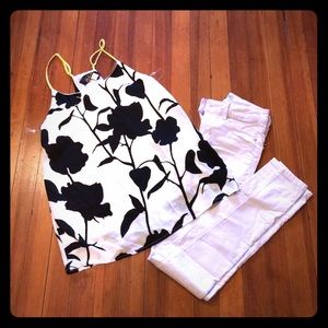 Black and white racerback tank