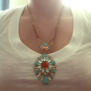 🎀Dazzling Blue and Orange Statement Necklace🎀