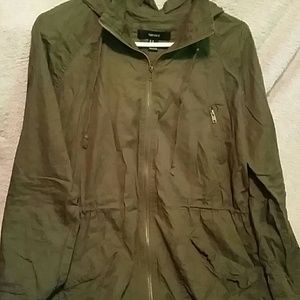 Hooded, green bomber jacket