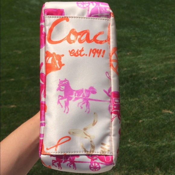 Coach silk and leather over the shoulder purse - Picture 3 of 4