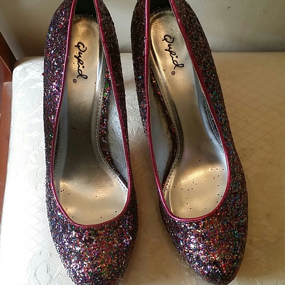 Qupid Shoes - Qupid Pink Glitter Glam Glam Nwots,