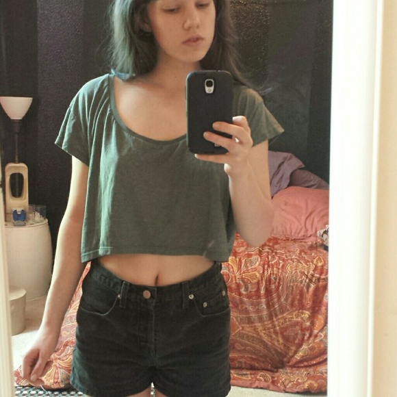 Green/gray crop top American Apparel
