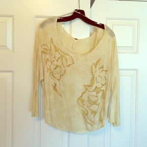 Knit top with lace patterns
