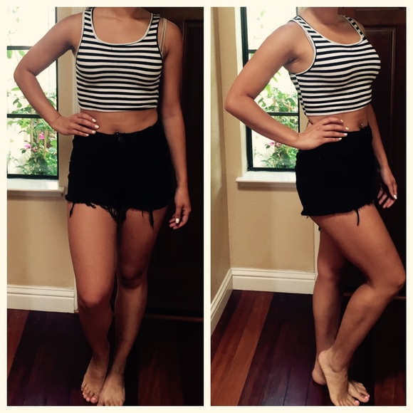 High waisted black shorts