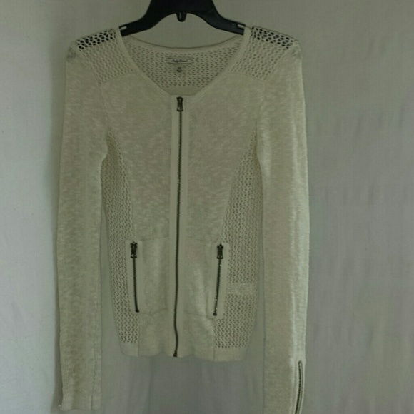 Lucky Brand Cream Zip Sweater xs!