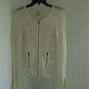 Lucky Brand Cream Zip Sweater xs!