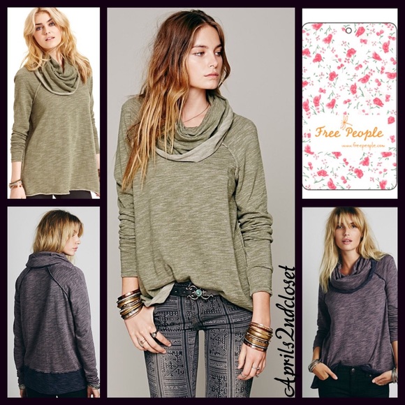 Free People Tops - FREE PEOPLE Cowl Neck Cocoon Beach Pullover