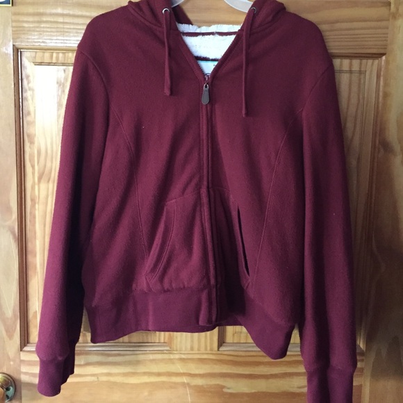 Fur lined maroon sweatshirt