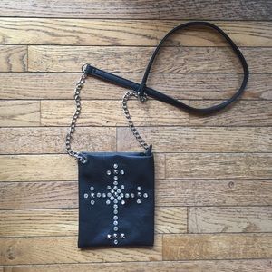 Black Studded Cross Purse