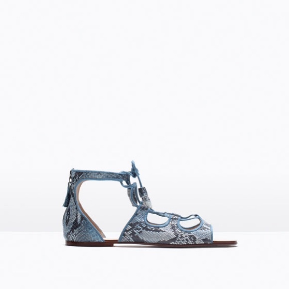 Zara Shoes - Zara Snake Printed Leather Roman Gladiator Sandals