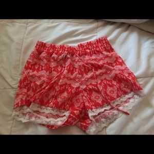 Cute shorts with a neon pink and white pattern
