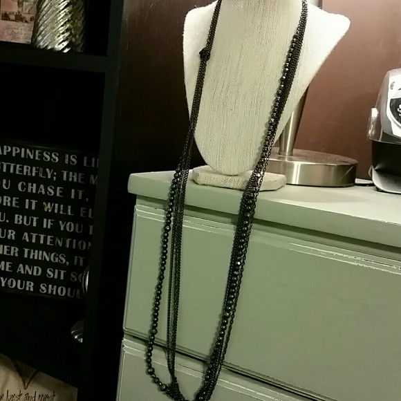 Black chain and beaded necklace