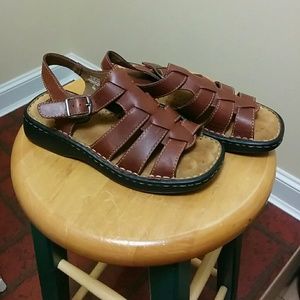 Brown strapped clog sandals